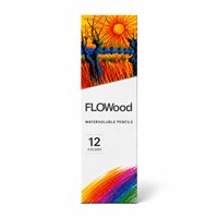 FLOWood – crayons de couleur solubles dans l'eau, 12 couleurs, ensemble de crayons d'art professionnels pour l'esquisse, le mélange et la peinture