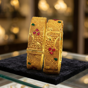 Bracelet Kada en laiton plaqué or, bracelets de mode, bracelet Kada traditionnel en or, bijoux remplis d'or de teinture Oro Joyeria, vente en gros de colorant. - Product Image 3