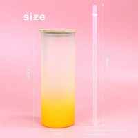 Vente en gros de gobelet à café en verre dégradé écologique avec sublimation tasse avec paille et couvercle en bambou