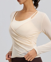 Cardigan de yoga pour femme - Ensemble 2 pièces léger et transparent en maille respirante infroissable Spandex/Polyester à devant ouvert