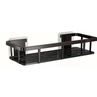 Lot de 2 étagères murales noires sans perçage pour douche, organiseur suspendu gain de place pour gel douche, étagère de salle de bain moderne