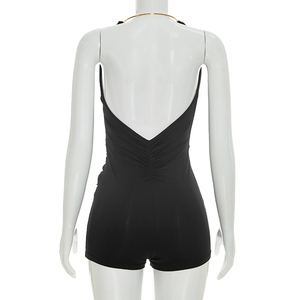 Viviblook J26RP124 Mono de Verano para Mujer, Nuevo, Sexy, sin Mangas, con Cuello Halter, Escote Bajo, Plisado, Espalda Descubierta, de una Pieza - Product Image 2