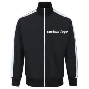 Vestes de survêtement pour hommes, style sport, personnalisables avec logo OEM, à rayures latérales, en polyester, avec fermeture éclair, pour l'école et les étudiants, vente en gros - Product Image 2