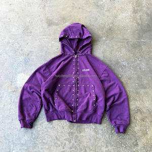 Hoodies personnalisés épais 500 g/m² Streetwear 100 % coton French Terry surdimensionnés effet vieilli – Fabricant de hoodies de créateur - Product Image 1