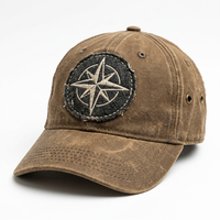 Casquette de baseball vintage personnalisée en toile cirée, chapeau d'aventure en plein air avec patch effiloché brodé, marque privée, faible MOQ, vente en gros directe usine