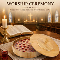 Ensemble de vaisselle en bois pour la Sainte-Cène, assiettes et coupelles de communion avec couvercle, pour les services religieux en gros