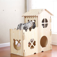 Lit pour chat et maison pour animaux de compagnie en bois massif, moderne et écologique, villa pour chat à double étage, structure d'escalade, condo pour chat en bois et mobilier
