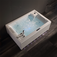 Baignoire autoportante en acrylique à jets, 2 personnes, hydrothérapie, massage aquatique, thermostat, idéale pour appartement de vacances