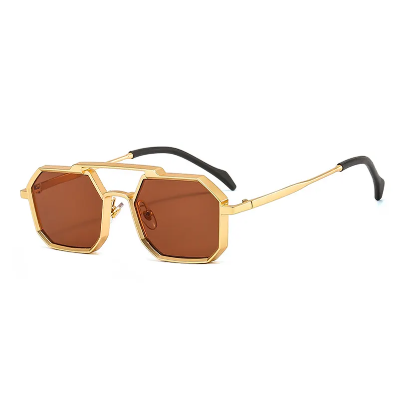 JH-T22033 moda lüks steampunk gözlük kadın erkek alaşım metal çerçeve güneş gözlüğü poligon tasarımcısı shades gafas