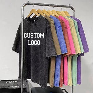 Camisetas Masculinas Estilo Fashion Lavadas de 250g com Logo Personalizado OEM, Camisetas Casuais Oversized de Manga Curta com Estampa, Design em Branco para Homens - Product Image 1