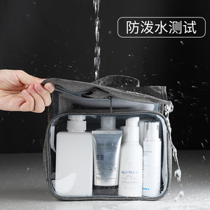 Travel Hook Folding <b>Toiletry</b> Bag Large Capacity Transparent Waterproof Cosmetic <b>Storage</b> Bag Bathroom Wall Mounted - Product Image 3