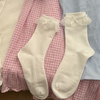 Mode été femmes blanc respirant coton équipage haute qualité dames dentelle femmes personnalisé longues chaussettes minces