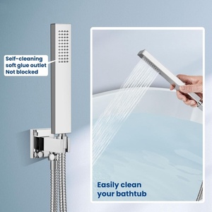 <span class=keywords><strong>Robinet</strong></span> de baignoire mural cascade avec douchette, ensemble de remplissage de baignoire monocommande chromé - Product Image 4