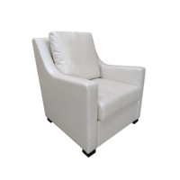 Fauteuil d'appoint moderne et classique pour zone de repos résidentielle, mobilier de villa et d'hôtel, avec structure en bois et revêtement en cuir PU, doté d'un large accoudoir