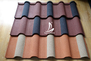 Tejas de techo de Metal con viruta de piedra de Color gris Diseño de Golán 0,5mm AZ150 Hoja de techo duradera de acero de zinc de aluminio reciclado para el hogar moderno - Product Image 5