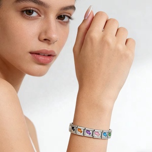 Romántico y Colorido Doble Corazón Italiano de Acero Inoxidable de 9mm para Pulseras DIY, Abalorio para Hacer Joyas, Regalos de San Valentín - Product Image 2