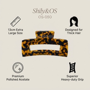 กิ๊บหนีบผมอะซิเตทขนาดใหญ่ 13 ซม. ยี่ห้อ Shily&OS ลายกระดองเต่าสไตล์วินเทจ สำหรับผู้หญิง ผมหนาพิเศษ - Product Image 2