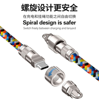 Kabel USB pengisian daya Cepat 3A, kabel Data cepat PD 60W, tali rajut Anti hilang nilon kepang 2 dalam 1 Tipe C