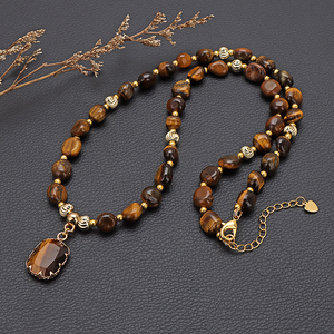 Collana con perline in pietra Unisex curativa naturale irregolare e naturale con pietre preziose collana con ciondolo per donna uomo - Product Image 2