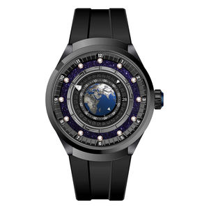 인기 상품 불소고무 스트랩 시계 지구 우주 손목시계 남성용 자동 기계식 시계 - Product Image 1