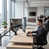Support double moniteur de bureau réglable à 360° pour écrans de 17 à 32 pouces, capacité de 9 kg, bras double à ressort mécanique robuste