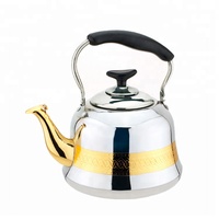 Théière moderne sifflante en acier inoxydable, bouilloire à thé argentée avec poignée en bakélite/acier, vente en gros de matériel de cuisine