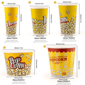Cubos de palomitas de maíz de papel Kraft blanco impresos personalizados de gran tamaño desechables para vender en cine - Product Image 4