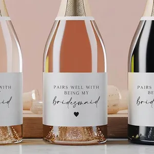 Autocollants personnalisés pour bouteilles de vin – Demande de demoiselle d'honneur – Mini étiquettes personnalisées pour mariage, fête nuptiale, cadeau pour demoiselle d'honneur - Product Image 6
