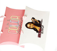 Boîte en papier artistique en forme d'oreiller, pelliculage mat, impression de logo personnalisé, emballage élégant pour extensions de cheveux tissées, avec ruban