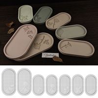 CARATTE Moule en Silicone Grande Taille pour Plateau en Ciment Gypse, Relief Rose Papillon Ovale, pour Résine Plâtre