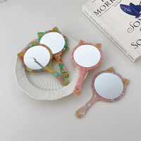 12cm nouvelle mode Offre Spéciale coréen acétate miroir Ins mignon chat forme personnalisé Mini miroir de poche avec la main