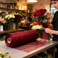 Voilage en tulle polyester style européen bordeaux pour dossier de chaise, idéal pour mariage, anniversaire, demande en mariage, décoration d'hôtel de charme - Marque YHM
