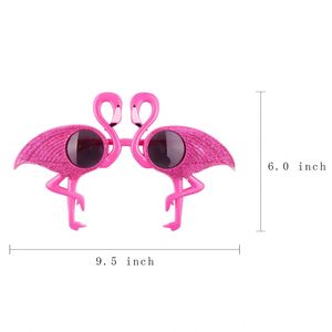Lunettes de soleil fantaisie flamant rose pour fête à thème hawaïen, accessoires de déguisement tropical Luau - Product Image 3