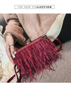 Sera della frizione di promenade delle donne 2022 delle borse della borsa di natale delle donne naturali reali all'ingrosso della piuma di struzzo - Product Image 6