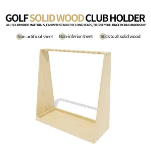 Organisateur présentoir de sol en bois pour 13 clubs Utilisation en intérieur Support de putter de golf et support de support Organisateur et présentoir de golf