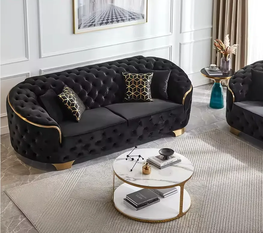 Modern Luxury fabric velvet sofa set idea home hotel living room interiors decor