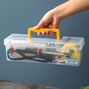 Caja de almacenamiento de herramientas transparente con asa y 6 compartimentos para herramientas y accesorios del hogar - Product Image 4