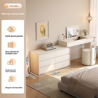 2025 nouveau modèle en bois massif rabattable coiffeuse crème Style poitrine tiroirs maquillage intégré Simple moderne chambre salon