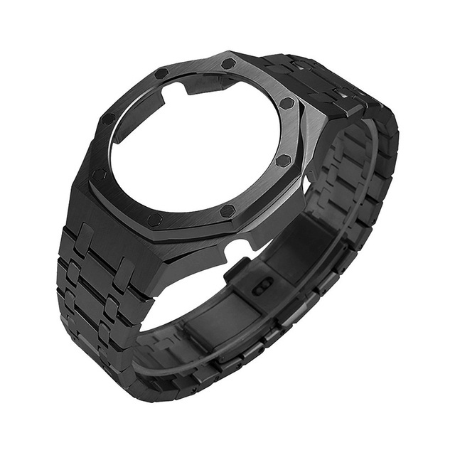 Black Metal Watch Band for Cacio Watch Luxury Metal case Men Women Stainless Steel Wrist Strap for Casio Watch GA2100