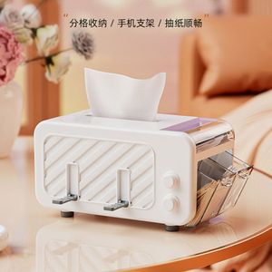 Caja de pañuelos multifuncional con soporte para teléfono y compartimento de almacenamiento para uso en el escritorio de la sala de estar - Product Image 5