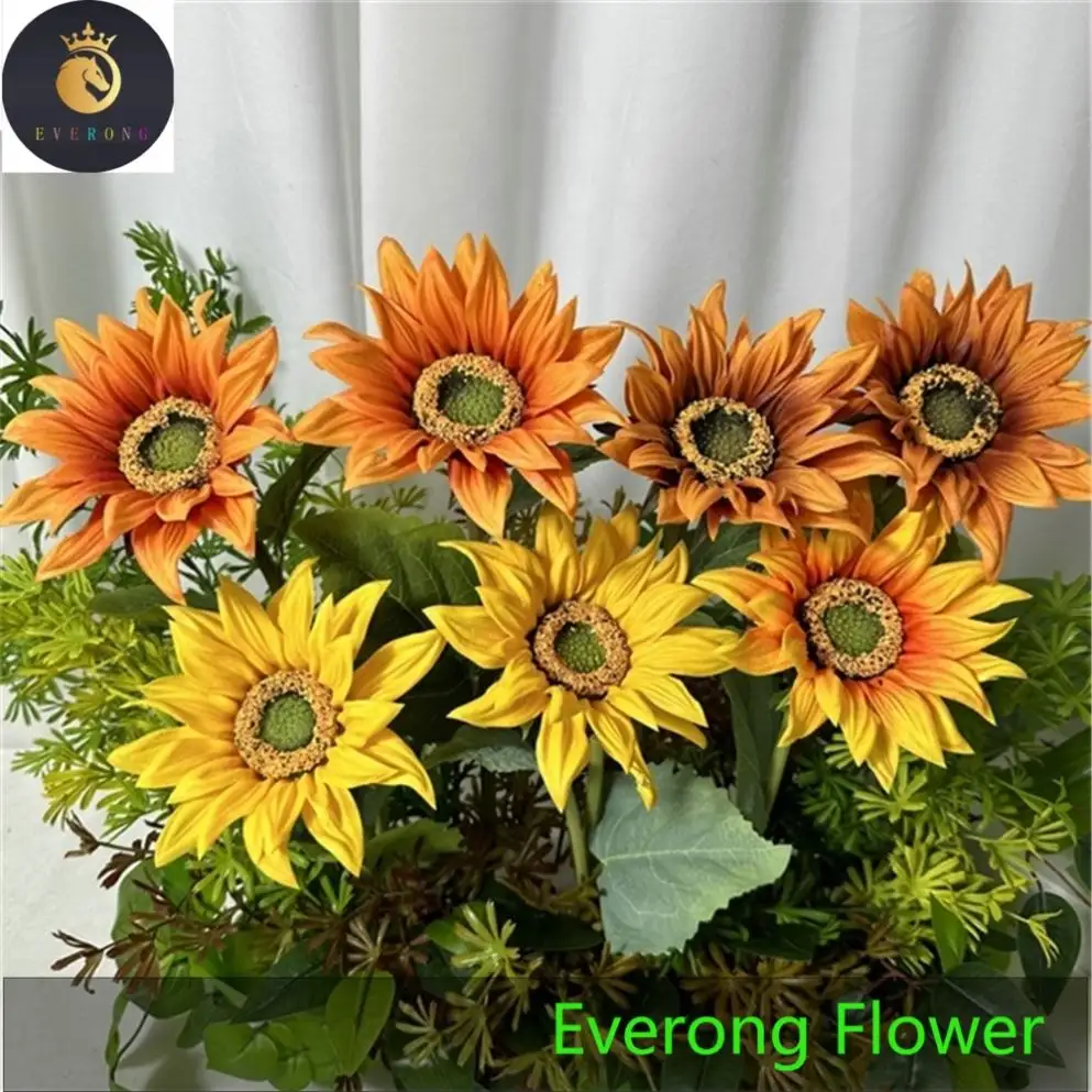 Grosir bunga matahari buatan PU kualitas tinggi gaya negara untuk bunga dekorasi pesta rumah pernikahan