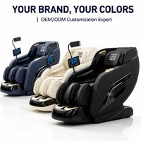 Sillón de Masaje LEERCON Negro Mate con Detalles Dorados, Reposapiés con Seis Bolsas de Aire, Reposacabezas Acolchado en Forma de Herradura, Lujo para el Hogar