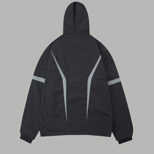 Giacca Balen Ciaga da Uomo con Blocchi di Colore e Strisce Riflettenti, con Cappuccio, Antivento, Vestibilità Ampia, Leggera, Casual, Streetwear - Product Image 2