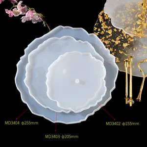 Toptan plaka silikon kalıp-DIY Geode fincan yastık üç katmanlı tepsisi Coaster meyve çayı plaka reçine için silikon kalıplar döküm