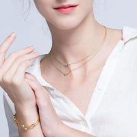 Collar de Cadena Larga Gemnel con Nombre en Plata 925, Joyería de Oro Real, Cadena Ajustable con Letra Inicial de Oro Real