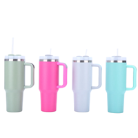 Gobelet isotherme en acier inoxydable 40 oz avec logo personnalisé, poignée et paille, anti-fuite, en acier 18/8 sans BPA, compatible porte-gobelet pour la salle de sport et le bureau