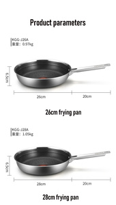 Sartenes Quirúrgicos de <span class=keywords><strong>Acero</strong></span> Inoxidable de 26 cm/28 cm, Sartén de <span class=keywords><strong>Acero</strong></span> Inoxidable 18/8 304 para Frituras para Inducción y Gas - Product Image 5