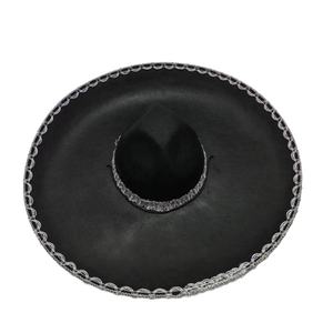Sombrero de fiesta mexicano de fieltro de color personalizado con estampado de calavera y ribete plateado para Cinco de Mayo, Halloween, Carnaval, Mariachi - Product Image 2