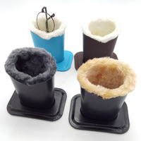 Porte-lunettes doublé de peluche avec base magnétique-Étui à lunettes en cuir végétalien de qualité supérieure