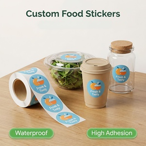 Custom Roll <b>Waterproof</b> Self Adhesive Food Sticker High Adhesion Custom Printed Logo <b>Label</b> for Coffee Cup Small Catering Business - Product Image 1